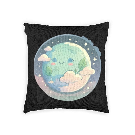 Earth Happy Cute Space Science Planet Environment Woven Pillows