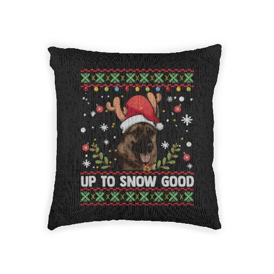German Shepherd Dog Reindeer Ugly Woven Pillows
