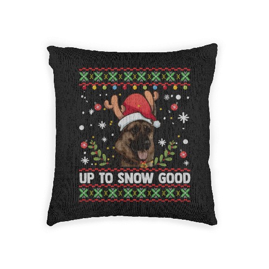 German Shepherd Dog Reindeer Ugly Woven Pillows