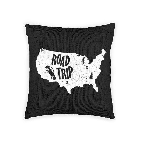 Road Trip US Map | Vacation Travel Woven Pillows