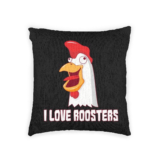 I love Roosters I love Cock Woven Pillows