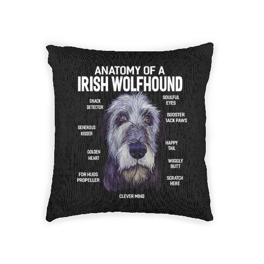 Anatomy of a Irish Wolfhound Dog Funny Gift Woven Pillows