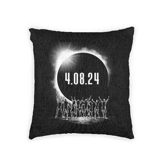 Total Solar Eclipse Party Crowd Silhouette 4.08.24 Woven Pillows