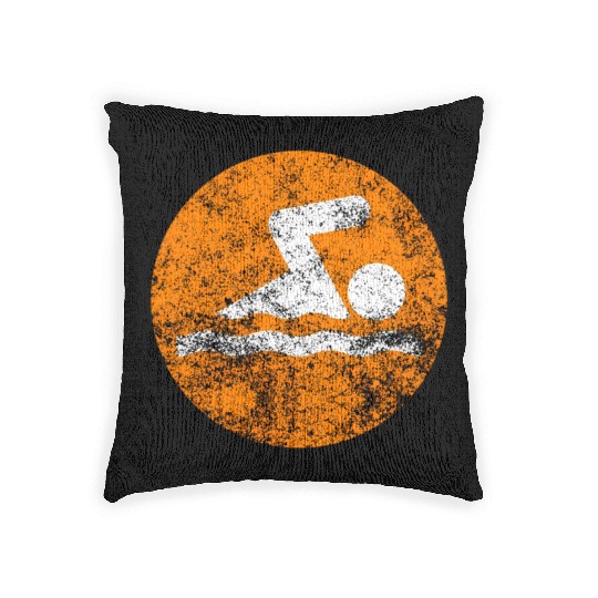 Swim Orange Swim Icon Woven Pillows