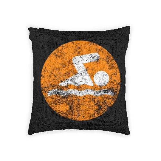 Swim Orange Swim Icon Woven Pillows