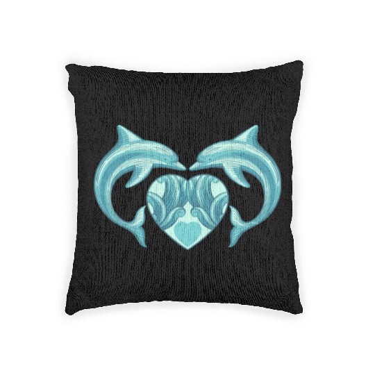 Dolphin Love Valentine Love Woven Pillows