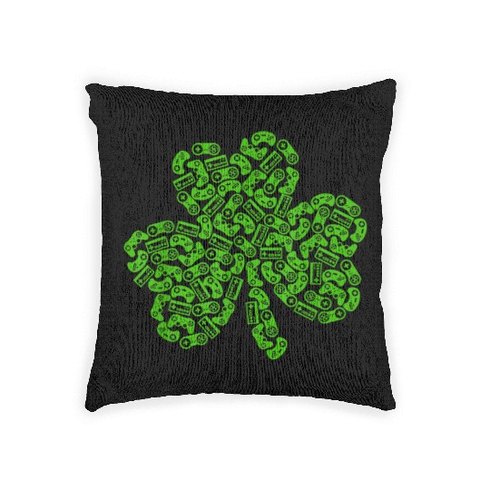 Gamer Game Shamrock St Patricks Day Irish Woven Pillows