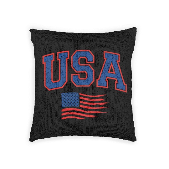 4th Of July US Flag American Woven Pillows