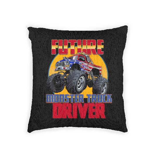 Awesome Future Monster Truck Driver Monster Truck Woven Pillows