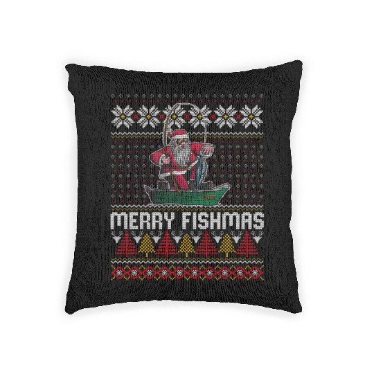 Merry Fishmas Ugly Woven Pillows