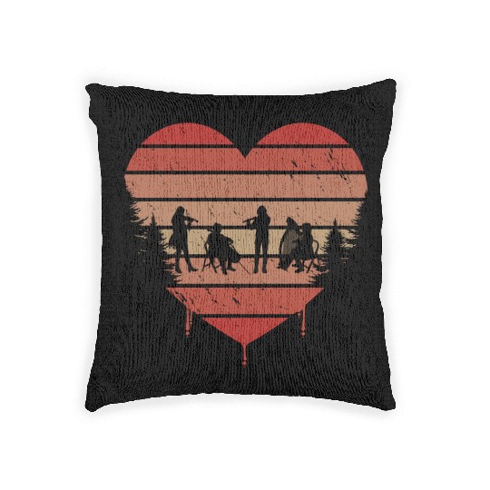 Cute Red Vintage Heart Orchestra Valentine Day Woven Pillows