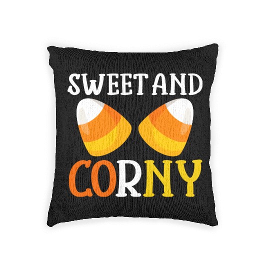 Halloween Design Candy Corn Sweet And Corny Woven Pillows