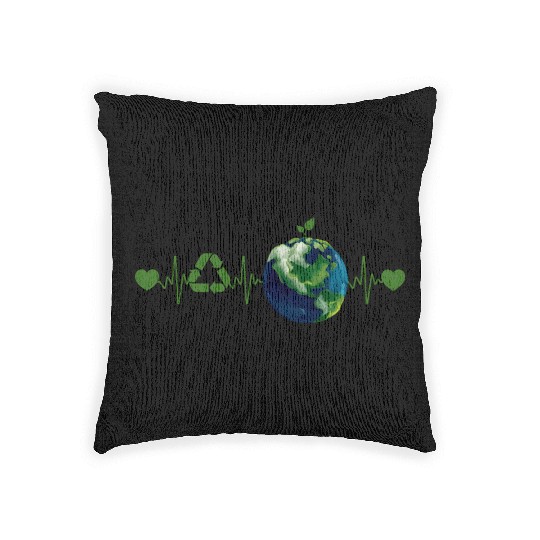 Heart Beat Earth Day Recycle Love Earth Day Annive Woven Pillows