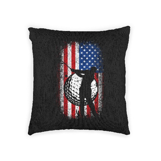 Usa Flag 4th of july golf design for golfers Woven Pillows