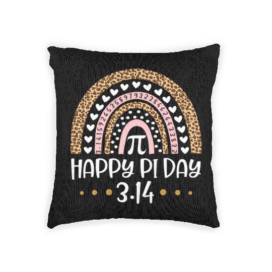 Happy Pi Day Mathematic Math Teacher Leopard Rainb Woven Pillows