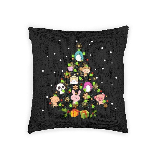 Kawaii Anime Tree Decor Winter Japanese Ornat Swea Woven Pillows