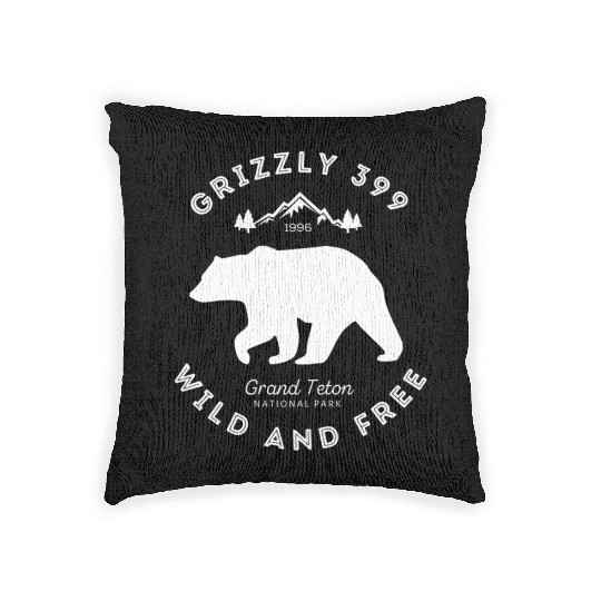 Grizzly 399 Wild Free Grand Teton National Park Woven Pillows