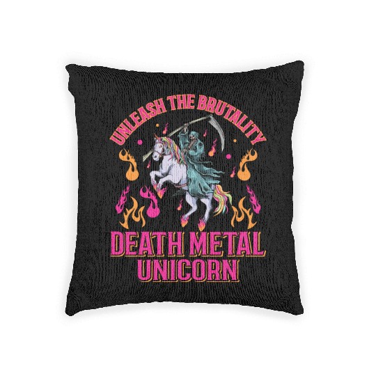 Goth Rock Satan Unicorn Festivals Death Metal Woven Pillows