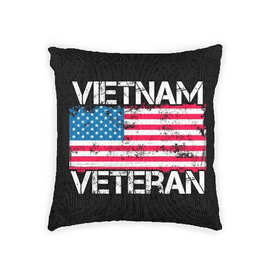 Vietnam Veteran Us Flag Military Vet Woven Pillows