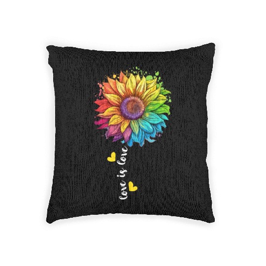 Rainbow Sunflower LGBTQ Lover Pride Community Pun Woven Pillows