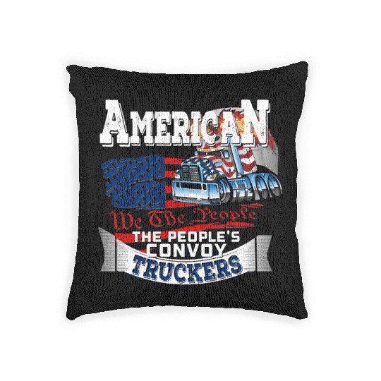 The People'S Convoy 2022 Usa Truck Driver Freedom Woven Pillows
