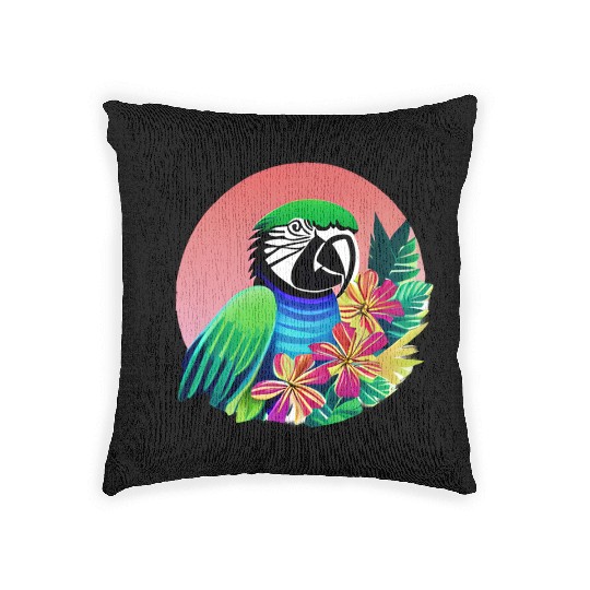Macaw in the Tropics Woven Pillows