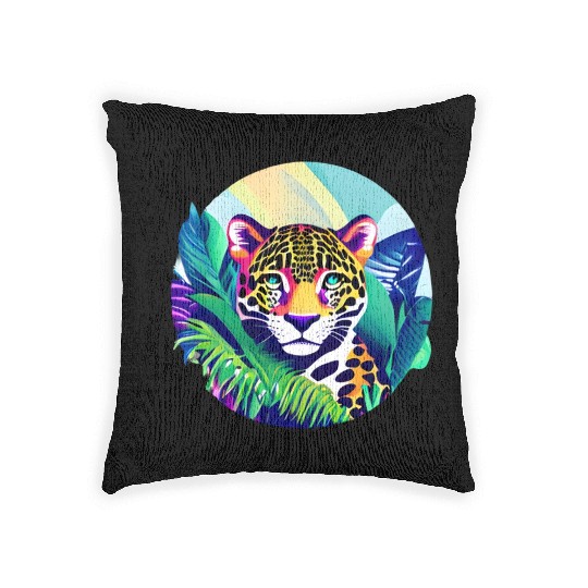 Jaguar in the Tropics Woven Pillows