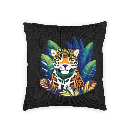 Jaguar in the Tropics Woven Pillows