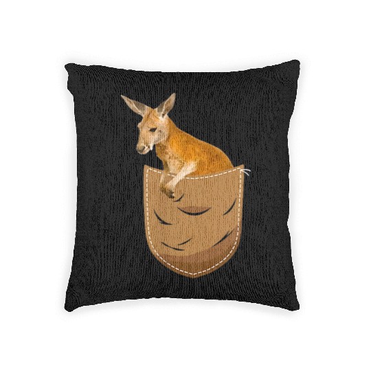 Kangaroo In Pocket Funny Animal Lover Woven Pillows