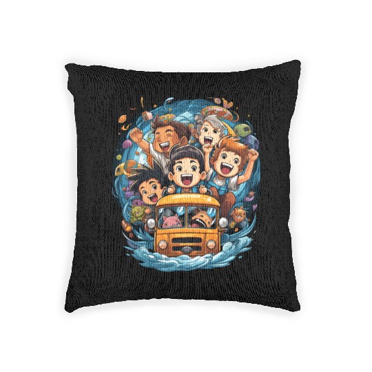 Back to School Pre-K Kindergarten School Bus Woven Pillows