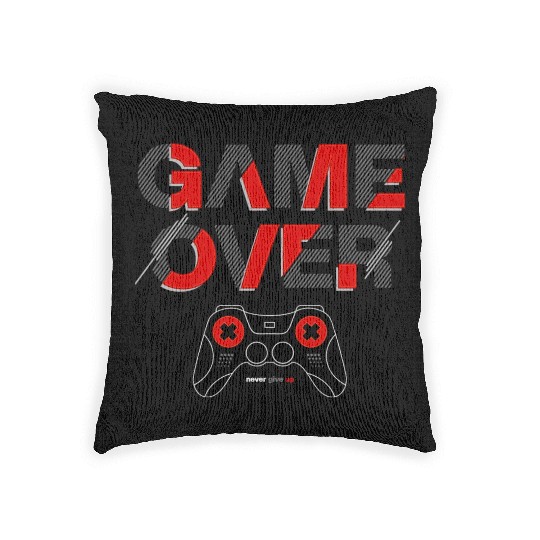Vector game over typography with controller Woven Pillows