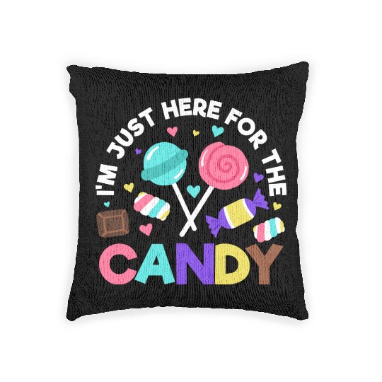 Halloween Candy Trick or Treat Party quote Woven Pillows