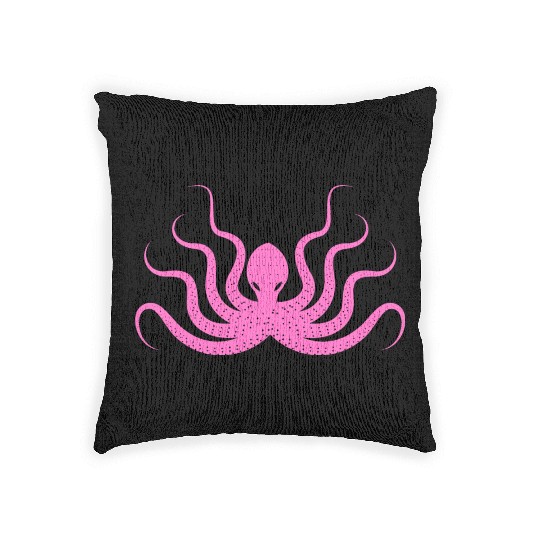 Menace Octopus Neon Pink Woven Pillows