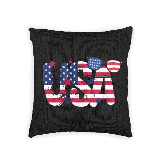 USA Flag Patriotic 4th of July America day of Woven Pillows