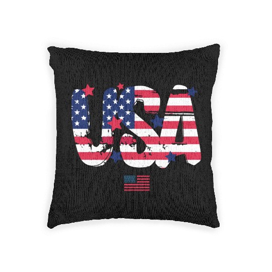 USA Flag Patriotic 4th of July America day of Woven Pillows