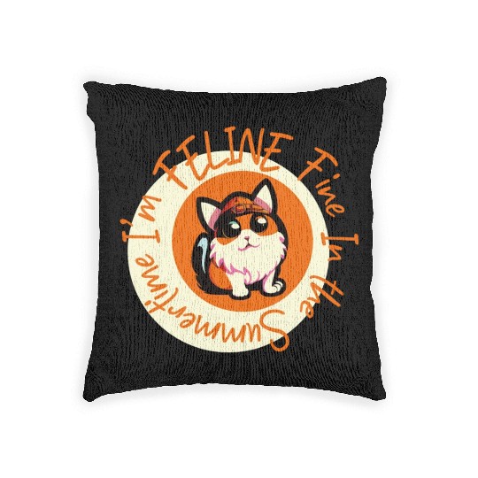 I'm FELINE Fine | Cat Lover Summer Animal Party Woven Pillows