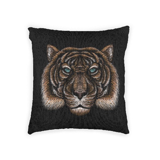 The head drawing tiger Woven Pillows