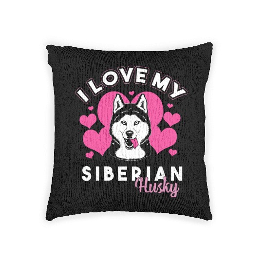 Cute Husky Dog Owner I Love My Siberian Husky Woven Pillows