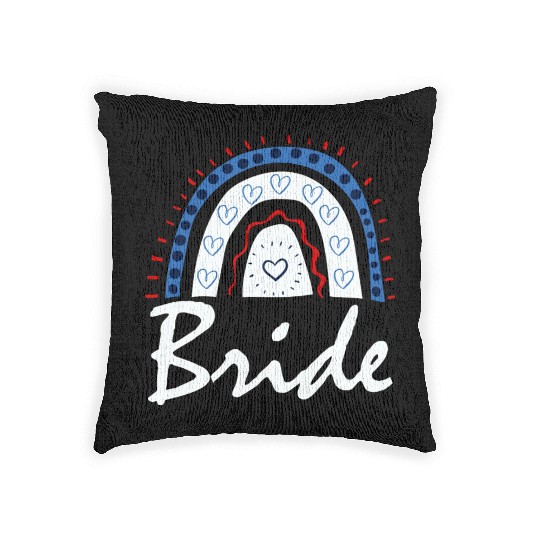 Bride Matching Bachelorette Wedding Rainbow Woven Pillows