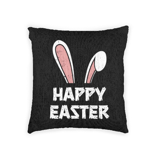 Happy Easter Bunny Rabbit Ears Woven Pillows
