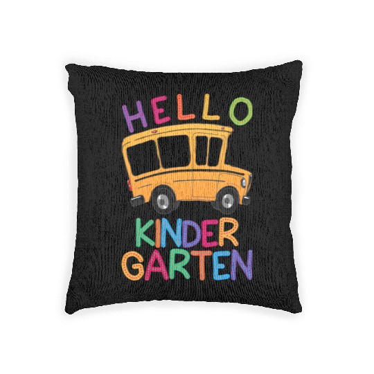 hello kindergarten Woven Pillows print template school bus