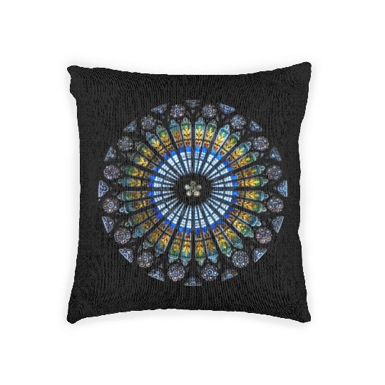 Strasbourg Cathedral France Dala Stained Glass Win Woven Pillows