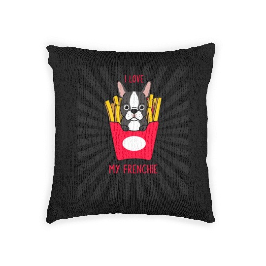 Funny Dog I Love My Frenchie Woven Pillows