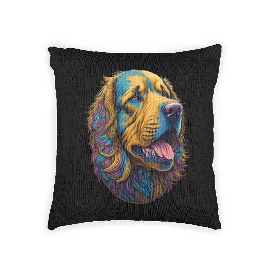 Colorful Dog Golden Retriever Woven Pillows