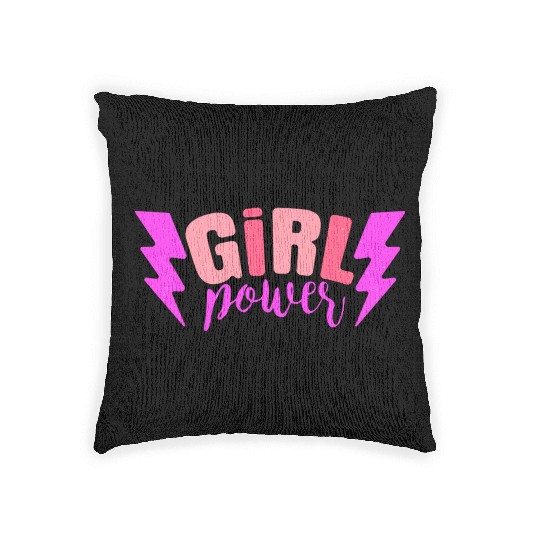 Preppy Room Decor Girl Power Quote With Lightning Woven Pillows