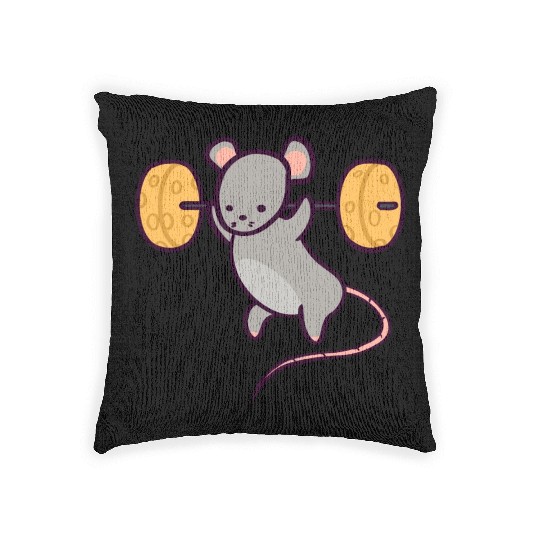 Cute Gym Rat Cheese Squat Woven Pillows