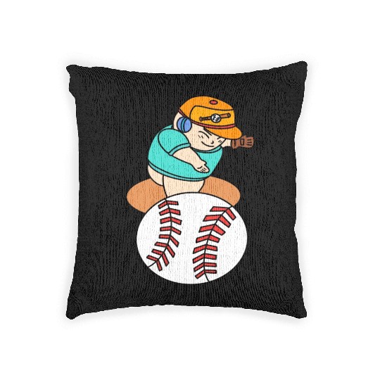 Cute Chibi Baseball Pitcher Woven Pillows