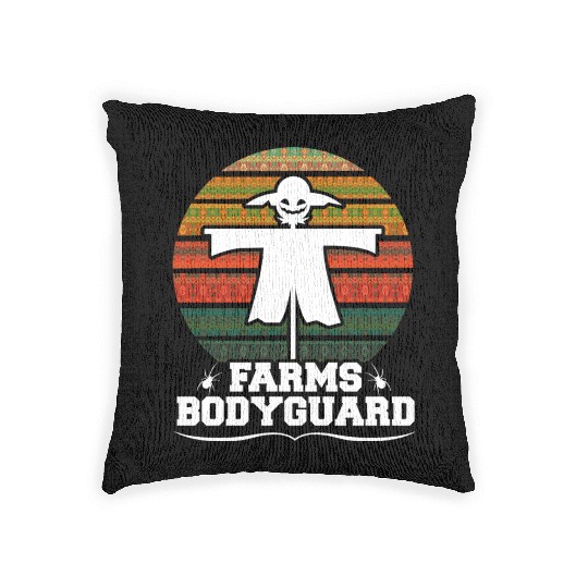Farm s Bodyguard Farmer Scarecrow Gift Design Idea Woven Pillows