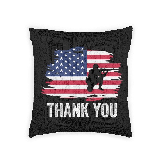 Thank You Us Flag Memorial Day Woven Pillows