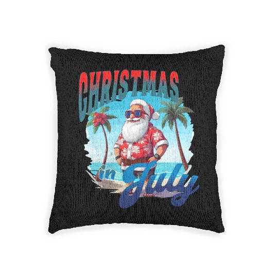 Santa at the Beach | Christmas In July Woven Pillows